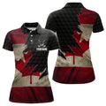 Custom Retro Canada Flag Womens Golf Polo Shirts Custom Canadian Patriotic Golf Shirts For Ladies Golf Gifts