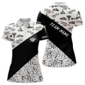 Custom Grunge Black White Full Printing Billiard Polo Shirts For Women, Best Billiard Shirts Design