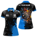 Custom Personalized Paint Blue 3D Dartboard Women Darts Polo Shirts Custom Dart Jerseys Attire For Team