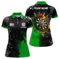 Custom Personalized Paint Green 3D Dartboard Women Darts Polo Shirts Custom Dart Jerseys Attire For Team