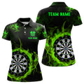 Custom Fire Flame Green Dartboard Women Dart Polo/ Custom Dart Shirts For Team Dart Jersey