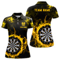 Custom Fire Flame Yellow Dartboard Women Dart Polo/ Custom Dart Shirt For Team Dart Jersey