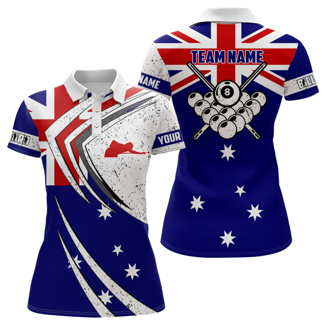 Custom Personalized Billiard Balls Australia Flag Women Polo Shirts Custom Patriotic Billiard Player Outfit