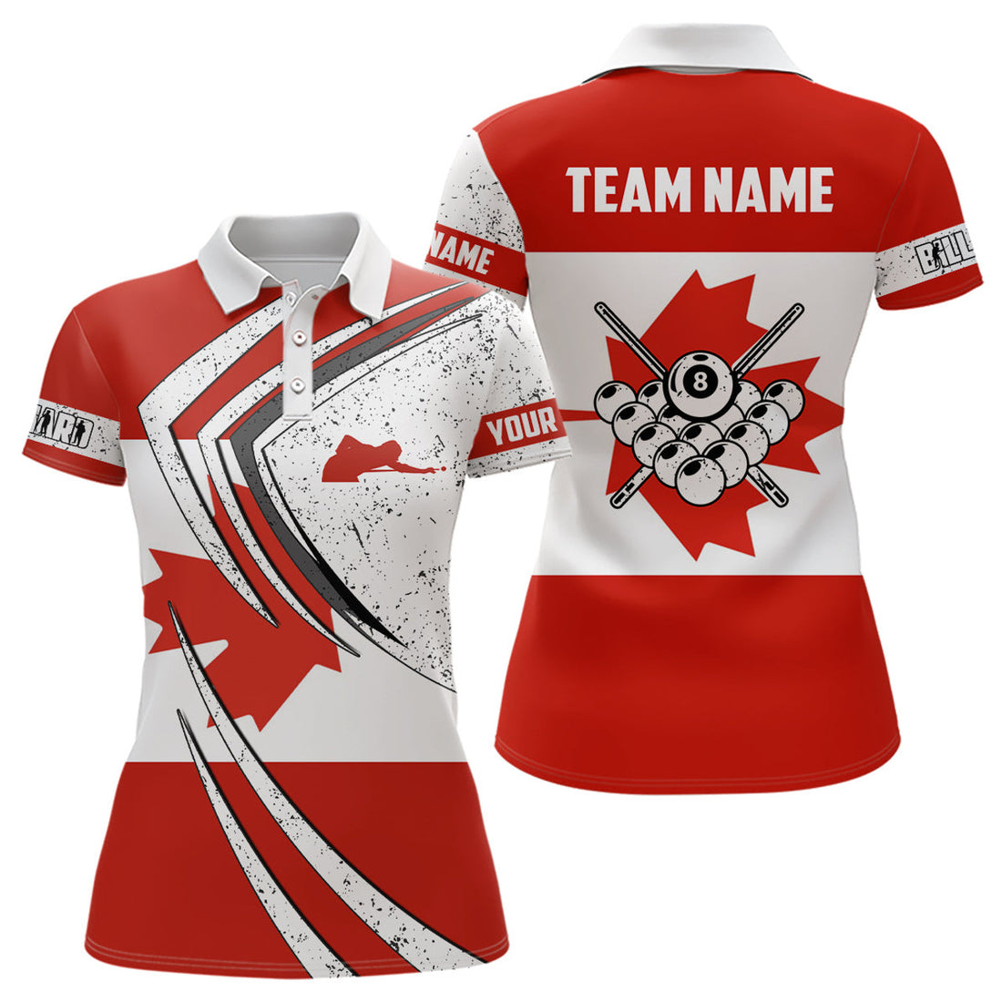 Custom Personalized Billiard Balls Canada Flag Women Polo Shirts Custom Patriotic Billiard Player Outfit