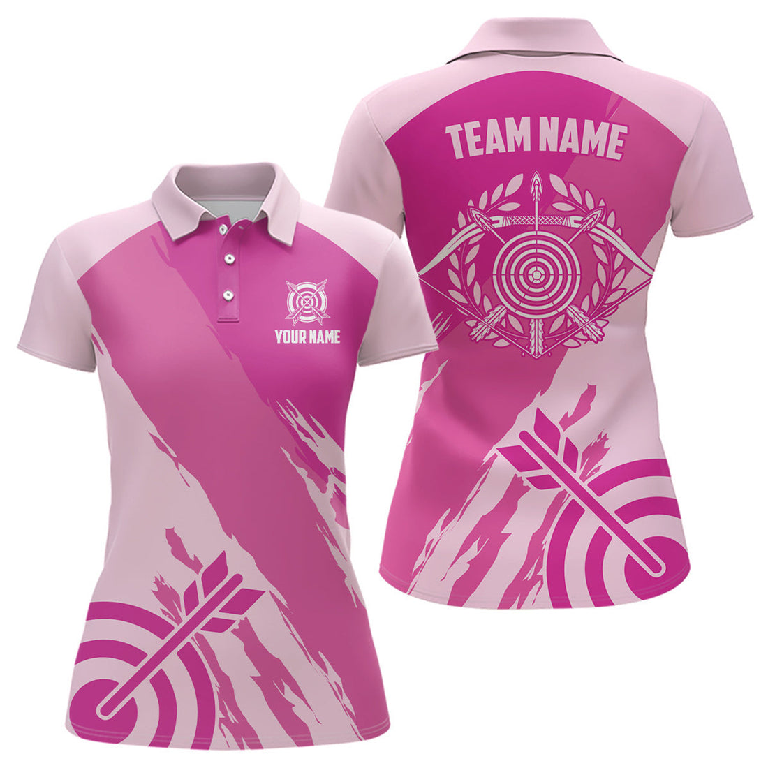 Custom Personalized Pink Jerseys Archery Women Polo Shirts Custom Archery Target Shirts, Archery Jerseys