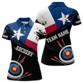Custom Grunge Texas Archery Women Polo Shirts, Texas Flag Shirts For Archers, Archery 3d Target Shirt