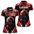 Custom Grim Reaper Red Billiard Jerseys For Women Custom Billiard Polo Shirts Team League Billiard Shirts
