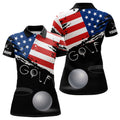 Custom Grunge American Flag Black Women Golf Polo Shirt Custom Patriotic 4Th Of July Golf Shirts, Golf Gift