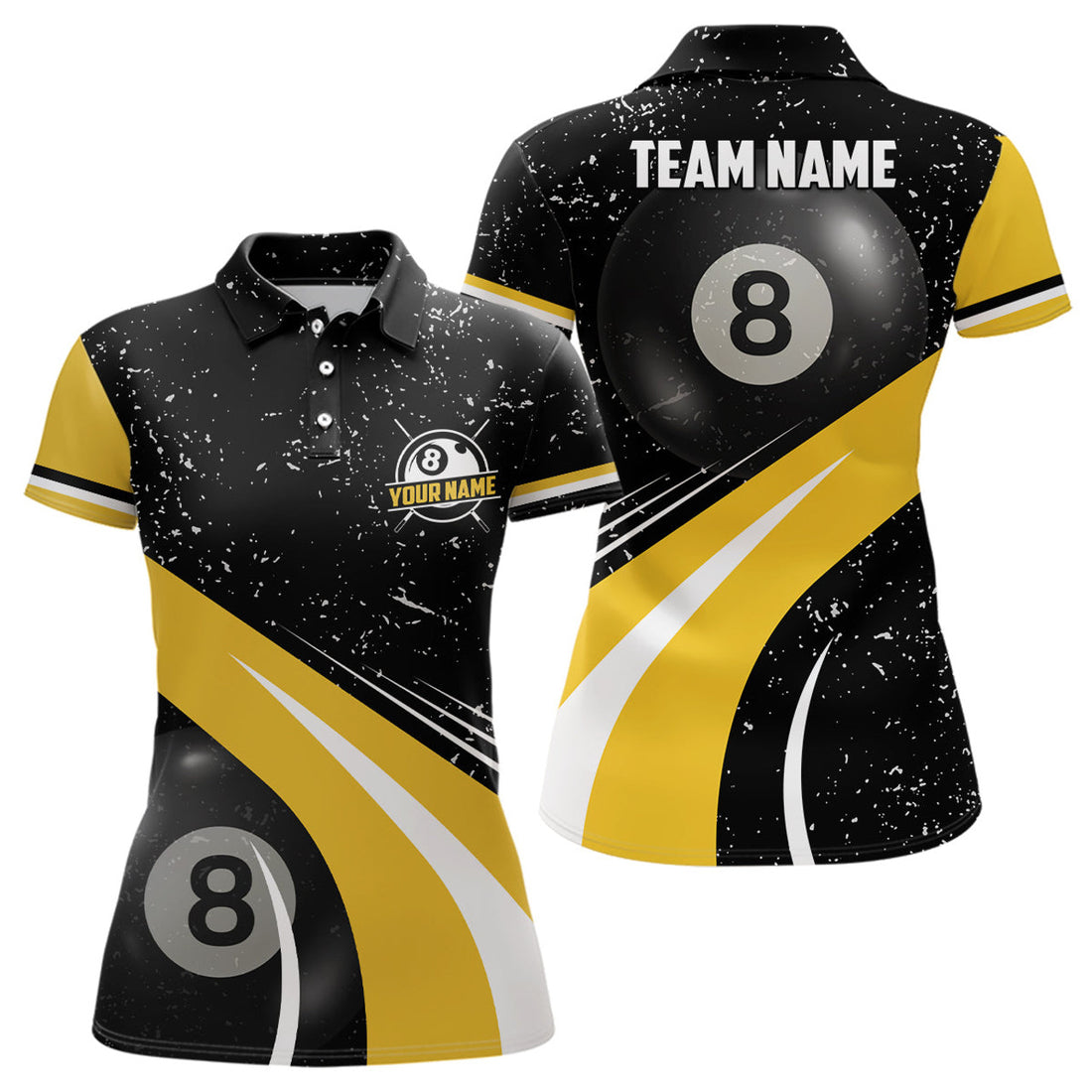 Custom Yellow And Black Billiard Women's Polo Shirts Personalized Billiard Team Jerseys For Player