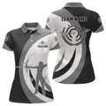 Custom Grey Black Silhouette Player Custom Archery Polo Shirts For Women, Archery Jerseys Uniform For Team