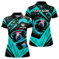 Custom Turquoise 8 Ball Pool Billiard Jersey For Women Custom Billiard Polo Shirt Team League Billiard Shirt