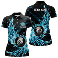 Custom 3D Blue Frozen Ice Women Billiard Polo Shirts Personalized 8 Ball Pool Billiard Attire Jerseys