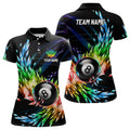 Custom 3D Colorful Frozen Ice Women Billiard Polo Shirts Personalized 8 Ball Pool Billiard Attire Jerseys