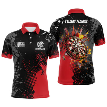 FUNSTUFFPRINT Personalized Paint Red 3D Dartboard Men Darts Polo Shirts Custom Dart Jerseys Attire For Team Polo Shirt Size S-5XL