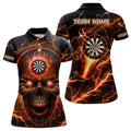 Custom Personalized Orange Darts Skull Women Polo Shirts Custom Lightning Thunder Team League Darts Jersey