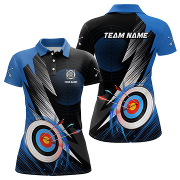 Custom Personalized Archery 3d Target Blue Jersey Women Polo Shirts Best Archery Club Shirts For Team Archer