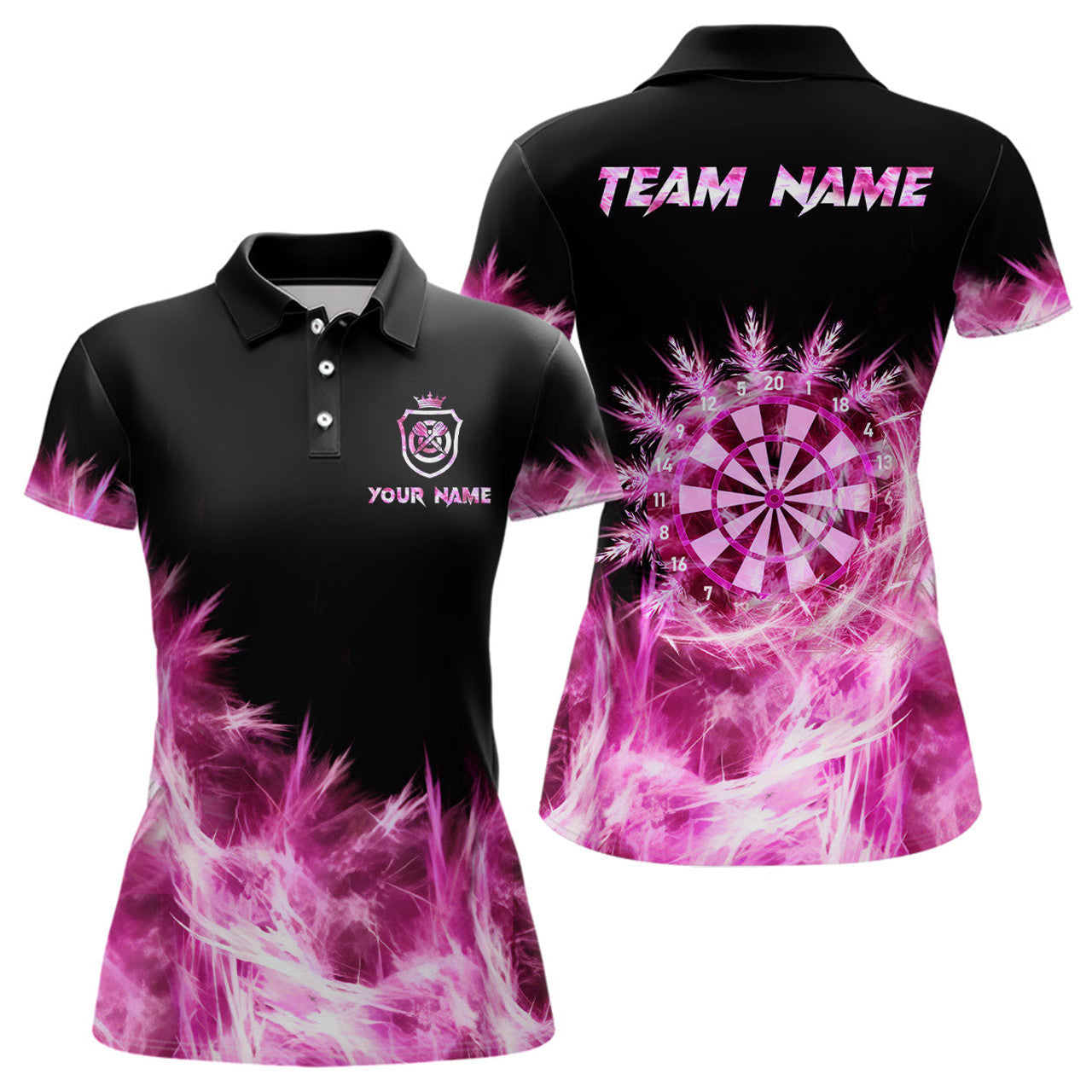 Custom Icy Pink Light Womens Darts Polo, Custom Dart Shirts For Team Darts Jerseys