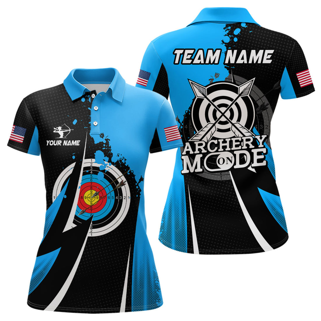 Custom Personalized Blue Jerseys Archery Mode Polo Shirts For Women Custom Archery Jerseys Team Shirts