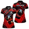 Custom Red 8 Ball Pool Billiard Jerseys For Women Custom Billiard Polo Shirts Team League Billiard Shirts