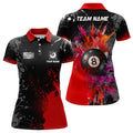 Custom Personalized Red Billiard Paint Style Women Polo Shirts Custom Billiard Outfit Idea For Team