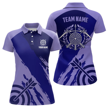 Custom Personalized Purple Jerseys Archery Women Polo Shirts Custom Archery Target Shirts, Archery Jerseys