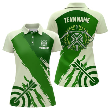 Custom Personalized Green Jerseys Archery Women Polo Shirts Custom Archery Target Shirts, Archery Jerseys