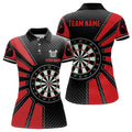 Custom Personalized Black Red Dartboard Women Darts Polo Shirts Custom Name Unique Darts Team Jerseys