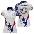 Custom Personalized Grunge US Flag Archery Polo Shirts For Women Custom Patriotic Archery Jerseys