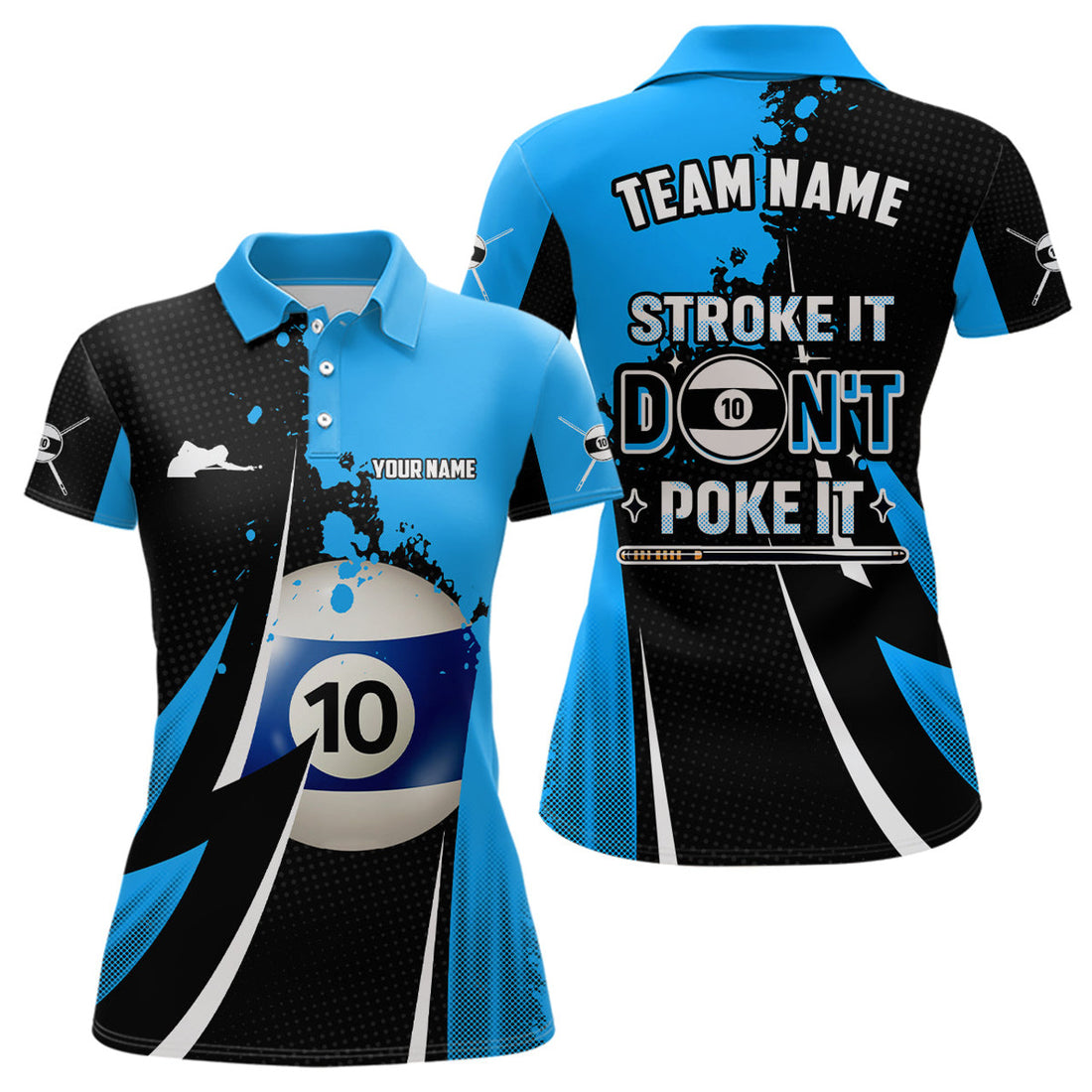 Custom Billiard Funny Stroke It Don't Poke It Women Polo Shirts Custom Name 10 Ball Pool Billiard Jerseys