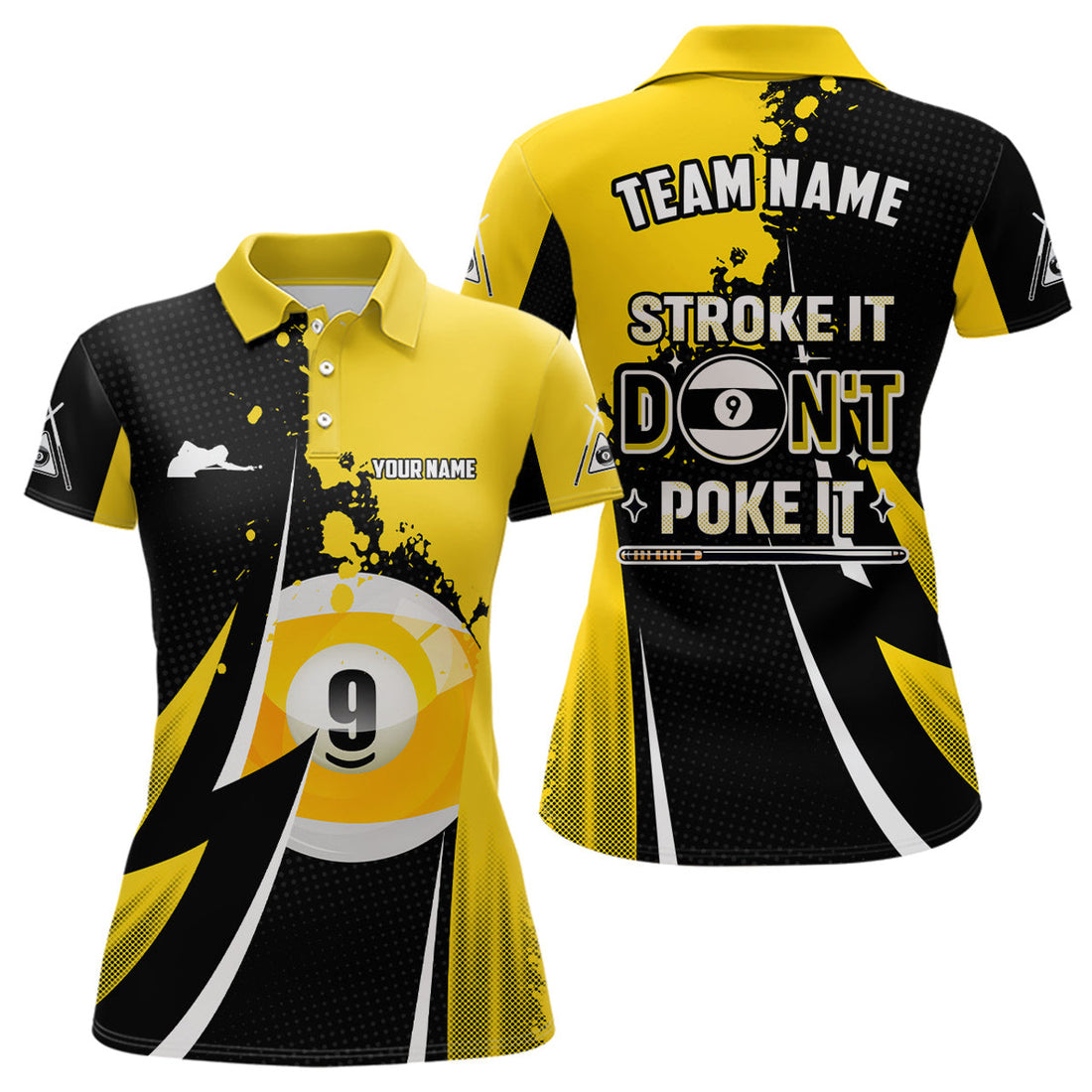 Custom Billiard Funny Stroke It Don't Poke It Women Polo Shirts Custom Name 9 Ball Pool Billiard Jerseys