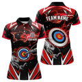 Custom Archery 3d Target Red Jersey For Women Custom Name Archery Polo Shirts Team League Archery Shirts