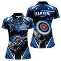 Custom Archery 3d Target Blue Jersey For Women Custom Name Archery Polo Shirts Team League Archery Shirts