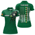 Custom St Patrick's Day American Flag Custom Women Billiard Polo Shirts, Green Patrick Billiard Shirts