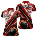 Custom Personalized Billiard Cue 8 Ball Pool Grunge Style Women Polo Shirts, Best Billiard Jerseys |Red