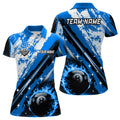 Custom Personalized Billiard Cue 8 Ball Pool Grunge Style Women Polo Shirts, Best Billiard Jerseys |Blue