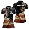 Custom Personalized Retro American Flag Dart Polo Shirts For Women Custom Patriotic Dart Jerseys Uniform