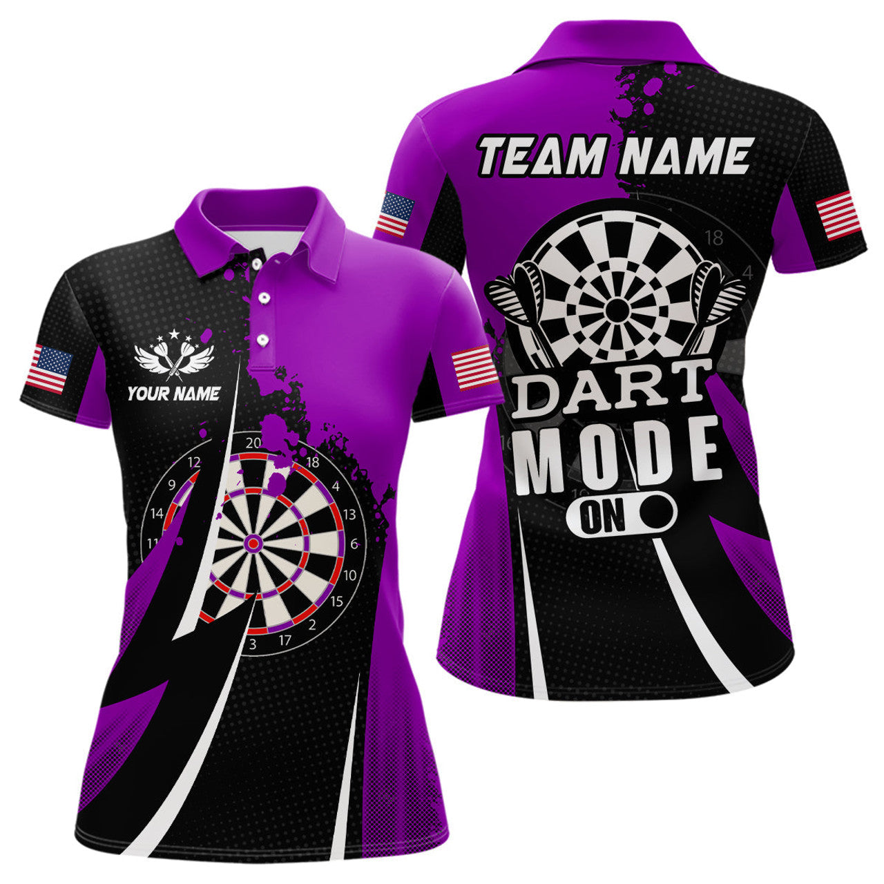 Custom Personalized Purple Dart Mode On Women Darts Polo Shirts Custom Name Dart Jerseys Team Shirts