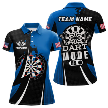 Custom Personalized Blue Dart Mode On Women Darts Polo Shirts Custom Name Dart Jerseys Team Shirts