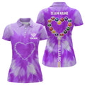 Custom Personalized Purple Tie Dye With Heart Billiard Women Polo Shirts Custom Unique Billiard Shirts Gifts