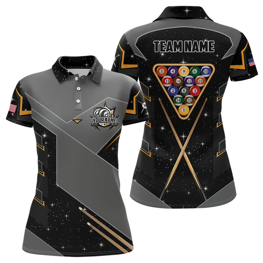 Custom Personalized 8 Ball Pool Billiard Polo Shirts For Women Custom 8 Ball Billiards Attire Jerseys