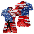 Custom Personalized Vintage American Flag Women Archery Polo Shirts, Patriotic Archery Player Shirts