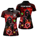 Custom Red Billiard Death Skeleton Women Polo Shirts Customized Team League Billiard Jerseys