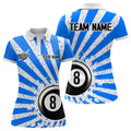 Custom Funny Grunge Billiard 8 Ball Women Polo, Custom Blue 8 Ball Pool Jerseys Attire