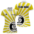 Custom Funny Grunge Billiard 9 Ball Women Polo Shirts Custom Yellow 9 Ball Pool Jerseys Attire