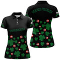 Custom Black Green 3D Pattern Billiard Balls And Clovers Full Printing Polo Shirts For Women