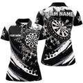 Custom Grunge Black Darts Flame Women Polo Shirts, Retro Darts Shirts Team Jerseys