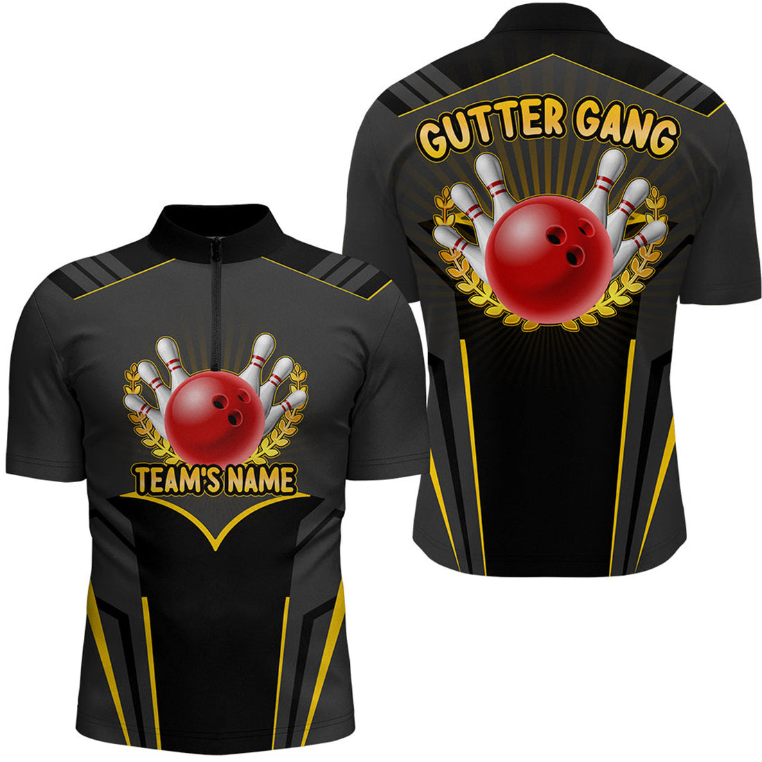 Custom Gutter Gang Funny Bowling Shirt for Men Custom Bowling Jersey for Team 3D Print Bowling Quarter-Zip