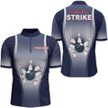 Custom I'm Going on Strike Bowling Shirt for Men Quarter-Zip Personalized Blue Men Bowlers Team Bowling Jersey