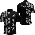 Custom Personalized Men Bowling Shirt Quarter-Zip Custom Name Argyle Pattern Bowler Team Shirt