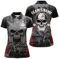 Custom Personalized Skull Bowling Shirt For Women Custom Team's Name Bowling Jersey Lady Bowler Polo Shirt